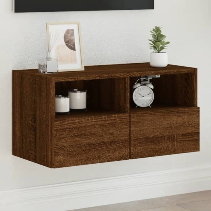 Gossi comoda tv de perete, stejar maro, 60x30x30 cm, lemn prelucrat