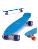 Skateboard Penny Board pentru copii cu roti din cauciuc iluminate LED culoare Albastra