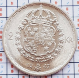 1059 Suedia 2 kronor 1947 Gustaf V (1907-1950) km 815 argint