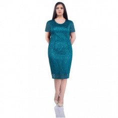 Rochie de ocazie din dantela si saten Grace turquoise foto