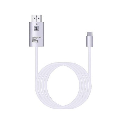 Cablu USB 3.1 Type C la HDMI 4K - Adaptor HUB de tip C pentru video HDMI 2 metri pentru Samsung Xiaomi si dispozitivele cu mufa Tip C, Alb, BBL667 foto