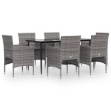 Set de servit masa pentru gradina, 7 piese, gri si negru