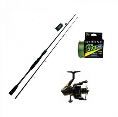 Set pescuit spinning cu lanseta SeaBig Emerald 1,8m, mulineta Istinct1000 si fir textil Pe X8 0,30mm foto
