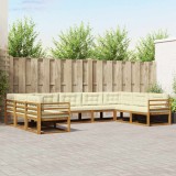 vidaXL Set de canapele de exterior cu pernă 9 pcs Natural și Crem 3368153