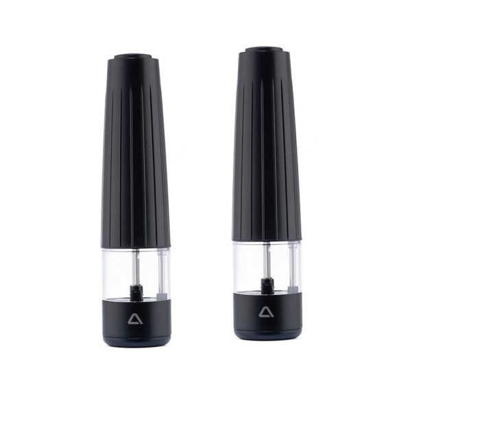 Set 2 rasnite pentru sare si piper Ambiano, 40 g fiecare, 4 baterii AA, negru