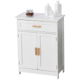 kleankin Dulăpior de Baie Multifuncțional cu Ușă Dublă Articulată și Sertar Organizator &Icirc;ngust, 59x29x80 cm, Alb | Aosom Romania
