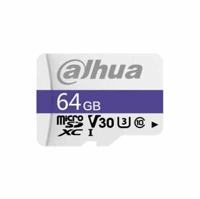 Card de memorie Dahua microSD 64GB, DHI-TF-C100, Clasa 10 UHS-I V30, 95MB s, fara adaptor, supraveghere video foto
