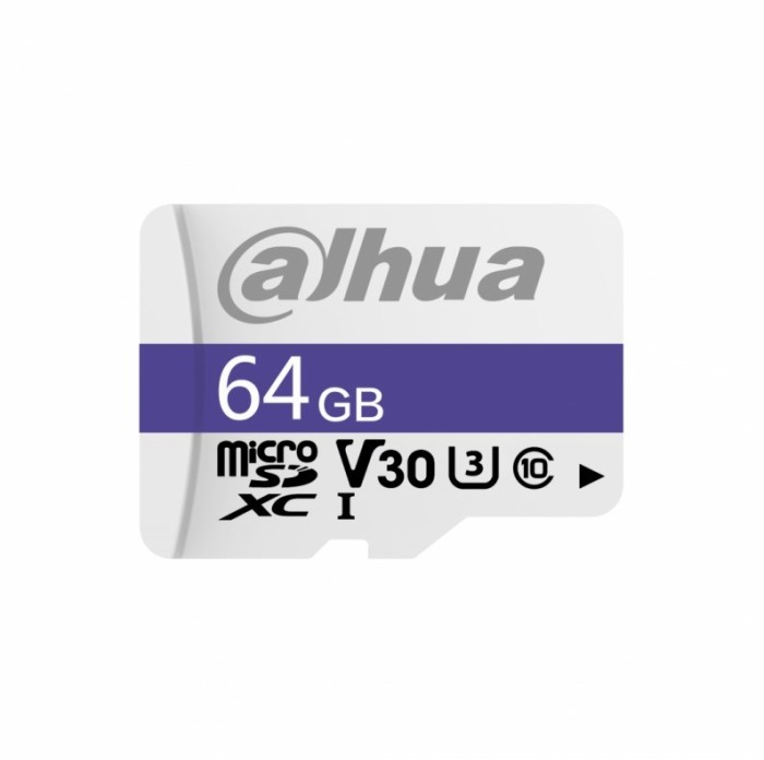 Card de memorie Dahua microSD 64GB, DHI-TF-C100, Clasa 10 UHS-I V30, 95MB s, fara adaptor, supraveghere video