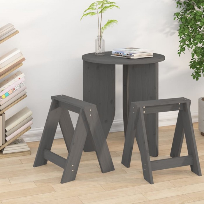 vidaXL Scaune, 2 buc., gri, 40x40x45 cm, lemn masiv de pin
