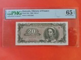 Bancnota 20 lei 1950 gradata PMG 65 GEM UNC EPQ(10 acelasi grad si doar 20 in grad mai mare)