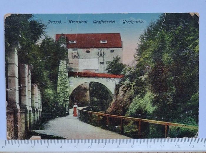 Vedere rar &icirc;nt&acirc;lnită cu Bastionul Graft și aleea &bdquo;După Ziduri&rdquo;, tipărită &icirc;n epoca austro-ungară și circulată interbelic.