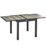 Outsunny Masa de Grădină, extensibilă, ușor de &icirc;ntreținut, cadru de aluminiu, aspect de lemn, 160 x 80 x 75 cm | Aosom Romania