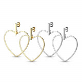 Cercei din oțel 316L - conturul inimii pe o bandă netedă, &icirc;nchidere de tip fluturaș - Culoare: Auriu
