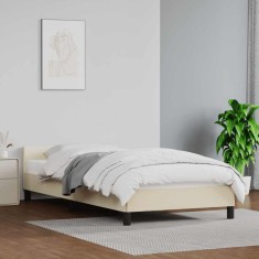 vidaXL Cadru de pat cu tăblie fără saltea, crem, 90x200 cm 347479