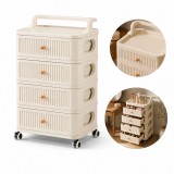 Dulap organizator, din plastic, 4 sertare depozitare, model crem, JollyMag, PO27, 73.5x35x28 cm