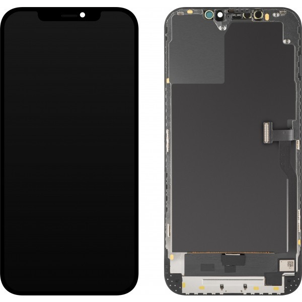 Display cu Touchscreen MP compatibil cu Apple iPhone 12 Pro Max, cu Rama, Versiune OLED Diagnostic, Negru