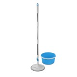 Set mop rotativ Esperanza Spin Mop, cu galeata si storcator, rotire 360 grade, diametru mop 25.5 cm Albastru, Oem