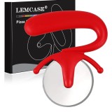 Taietor pentru pizza Lemcase, 16 x 13.5 x 1.2 cm, otel inoxidabil, silicon, rosu