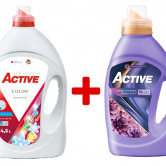 Detergent lichid pentru rufe colorate Active, 4.5 litri, 90 spalari + Balsam de rufe Active Summer Touch, 1.5 litri, 60 spalari