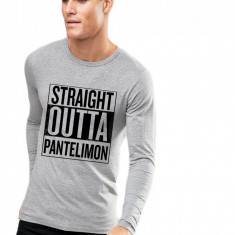 Bluza barbati gri cu text negru - Straight Outta Pantelimon - XL