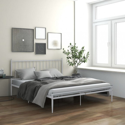 vidaXL Cadru de pat, alb, 140x200 cm, metal foto