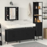 vidaXL Set de mobilier pentru baie cu raft 4 pcs Negru Lemn compozit 3334433