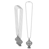 Cumpara ieftin Pachet 6 coliere argintii lungime lant 61 cm ajustabil cu cruce celtica 3 x 2 cm, pandantiv 2 fete, Iisus Hristos si Sfantul Arhanghel Mihail