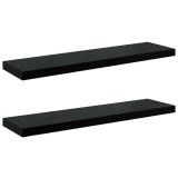 Cumpara ieftin Rafturi de perete, 2 buc., negru extralucios 90x23,5x3,8 cm MDF