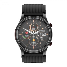 Smartwatch iSEN P700 Negru, AMOLED 1.43 , Monitorizare tensiune cu pompa de aer, ECG, Puls, Oxigen, Temperatura, Somn si Sanatate, Moduri sport, Apel