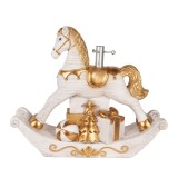 Cumpara ieftin Suport brad Craciun Calut ceramica alba aurie 73x21x61 cm
