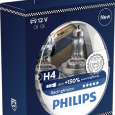 Becuri auto cu halogen pentru far Philips Racing Vision +150% vizibilitate, H4 12V 60/55W P43t-38 Kft Auto