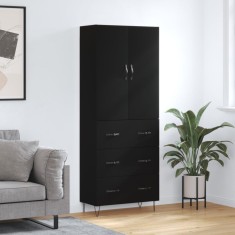 vidaXL Dulap &amp;icirc;nalt, negru, 69,5x34x180 cm, lemn compozit foto