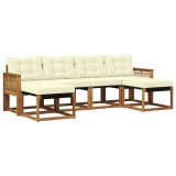 vidaXL Set de canapele de exterior cu pernă 6 pcs Natural și Crem 3382130