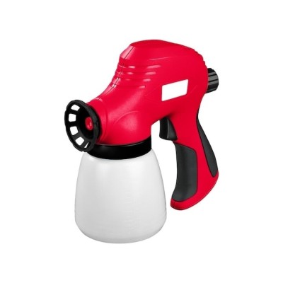 Pistol de vopsit, cu recipient din plastic, capacitate 800ml, putere 60W, dimensiuni 21 x 11 x 23 cm, alb/rosu foto