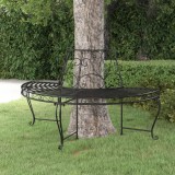 Bancă circulară de copac, negru, &Oslash;160 cm, oțel