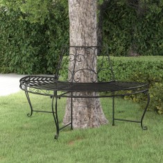 vidaXL Banca circulara de copac, negru, ?160 cm, o?el foto