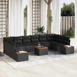 vidaXL Set de canapele pentru grădină 11 pcs Negru Rattan poli 3356848