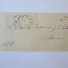 Rara! Scrisoare adresata subprefect jud.Putna cu stampile Adjud/Focsani 1907