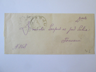 Rara! Scrisoare adresata subprefect jud.Putna cu stampile Adjud/Focsani 1907 foto