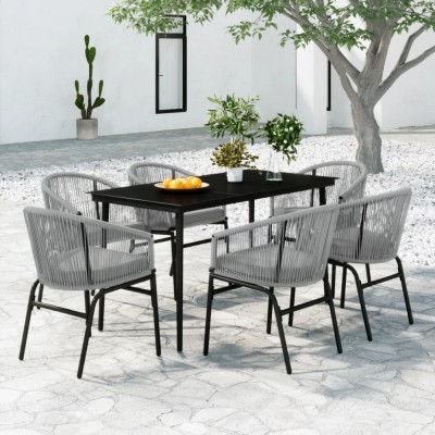 vidaXL Set mobilier de grădină, 7 piese, gri 3099254 foto