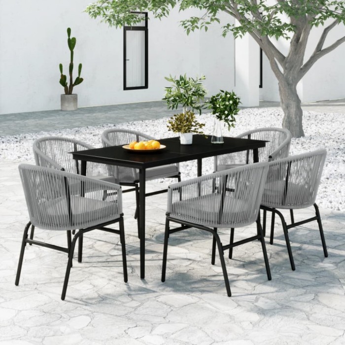 vidaXL Set mobilier de grădină, 7 piese, gri 3099254