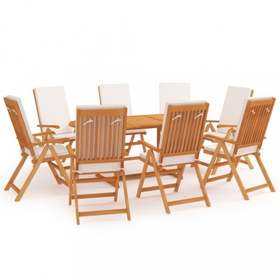 vidaXL Set mobilier de grădină cu perne, 9 piese, lemn masiv tec foto