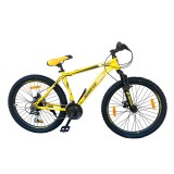 Bicicleta ninety one viper 26 inch frane pe disc schimbator shimano 21 de viteze suspensie fata cadru otel galbena, ProCart