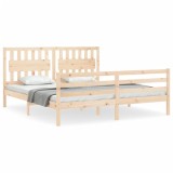 Cadru de pat cu tablie Super King Size, lemn masiv