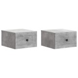 vidaXL Dulap de noapte suspendat 2 pcs Gri Beton 33 x 34,5 x 20 cm 897922
