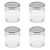 Set 4 borcane din sticla, cu capac metalic, transparent, 55ml, 5x5 cm, Oem