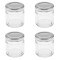 Set 4 borcane din sticla, cu capac metalic, transparent, 55ml, 5x5 cm