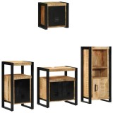 Cumpara ieftin Set de mobilier pentru baie 4 buc. Maro si negru