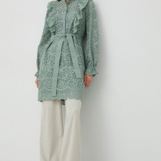 Bruuns Bazaar rochie din bumbac Sienna Kandra culoarea verde, mini, drept