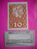 HOPCT BANCNOTA NOTGELD NR 56 - ATZBACH SI BODENDORF - SET 2 BUC -10 SI 50 HELLER 1920 -AUSTRIA-UNC